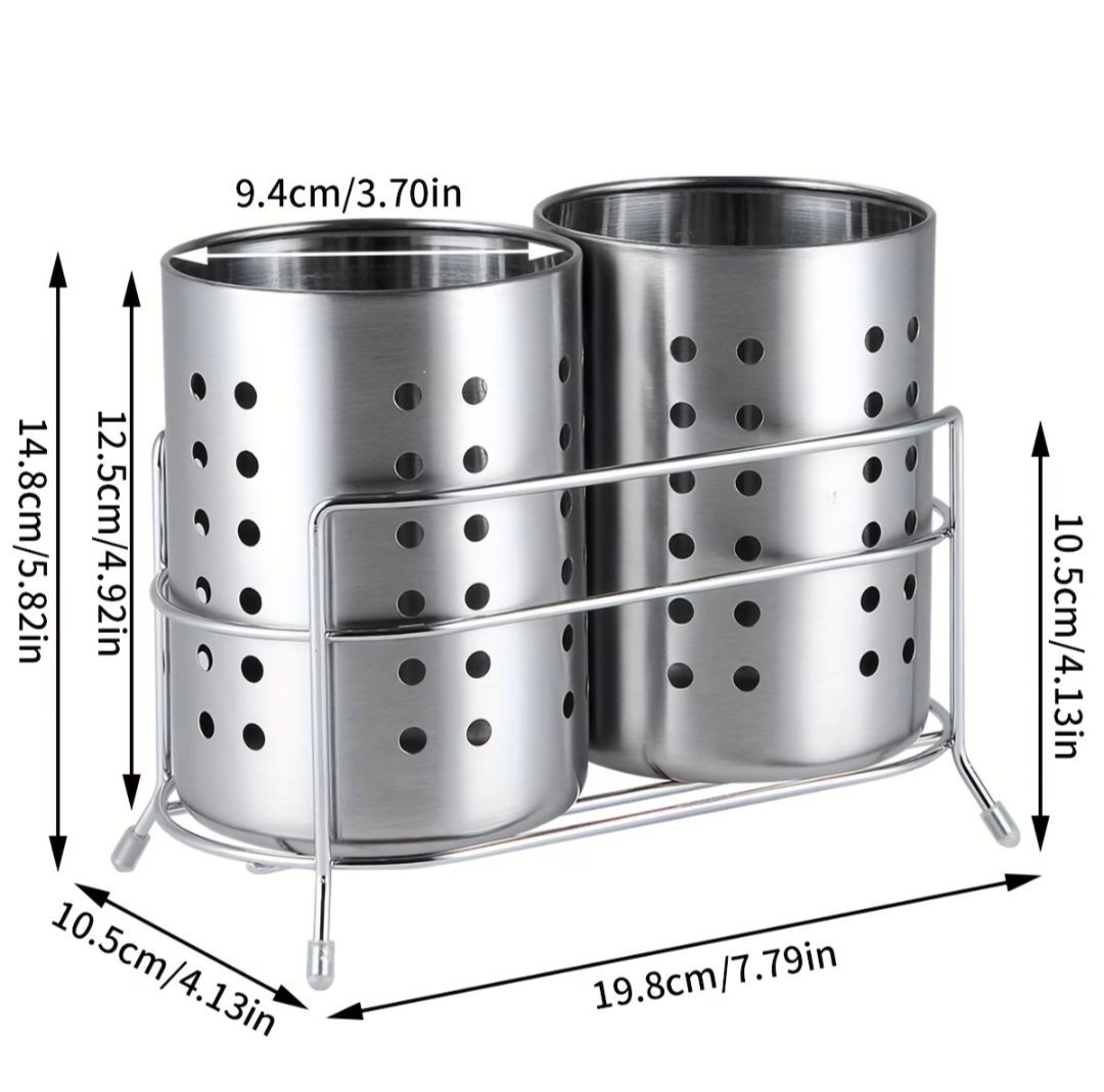 Brand New stainless steel 2-cylinder utensil holder