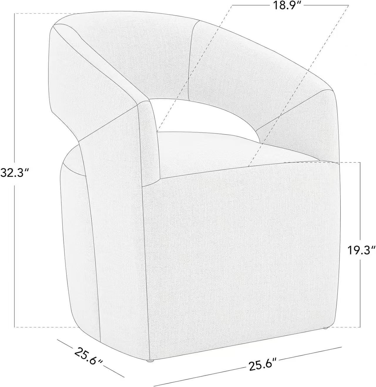 🥨Upholstered Dining Chair with Casters Armless Modern Rolling Design for Diningroom Bedroom Livingroom Reading Room, Cream