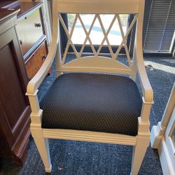 Antique Chair-White Frame with Ornate Cushion