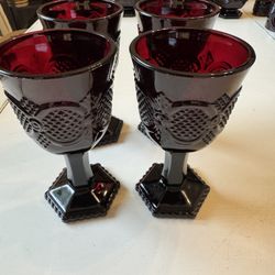 Avon Ruby Red Cape Cod Wine Glasses 