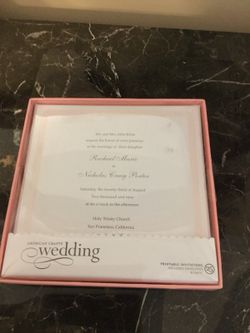 NEW Pink Glitter Scroll Design Square Printable Wedding / Shower Invitations w/ Envelopes - 25 Count