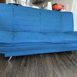 Modern Scandinavian Convertible Sofa Bed - Teal Blue