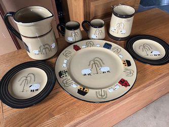 Country Folk Art Ceramic Dinnerware Set