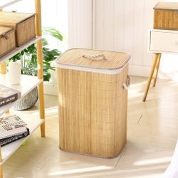 Foldable Bamboo Storage Basket Large Clothes Storage Laundry Basket Organizer for Dirty Clothes Hand Weaving Laundry Hamper