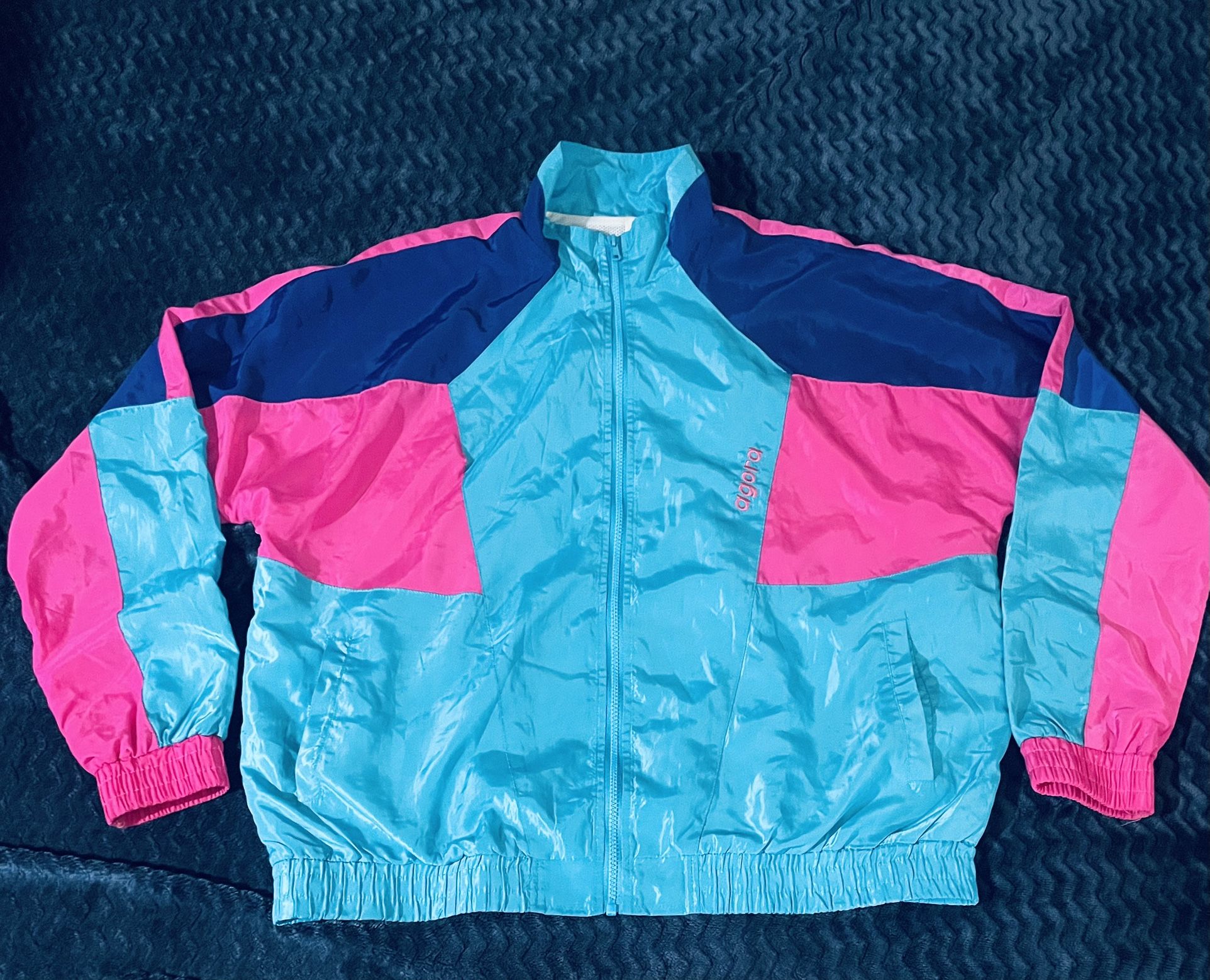 Agora Women's Vintage Windbreaker Jacket Retro 80's 90's Size XL