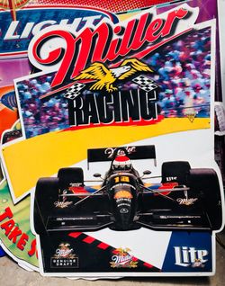 “BIG” ( MILLER RACING) Metal Beer Sign “RARE” ($30) Lots Of Cool Colors!!