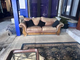 Overstuffed leather couch