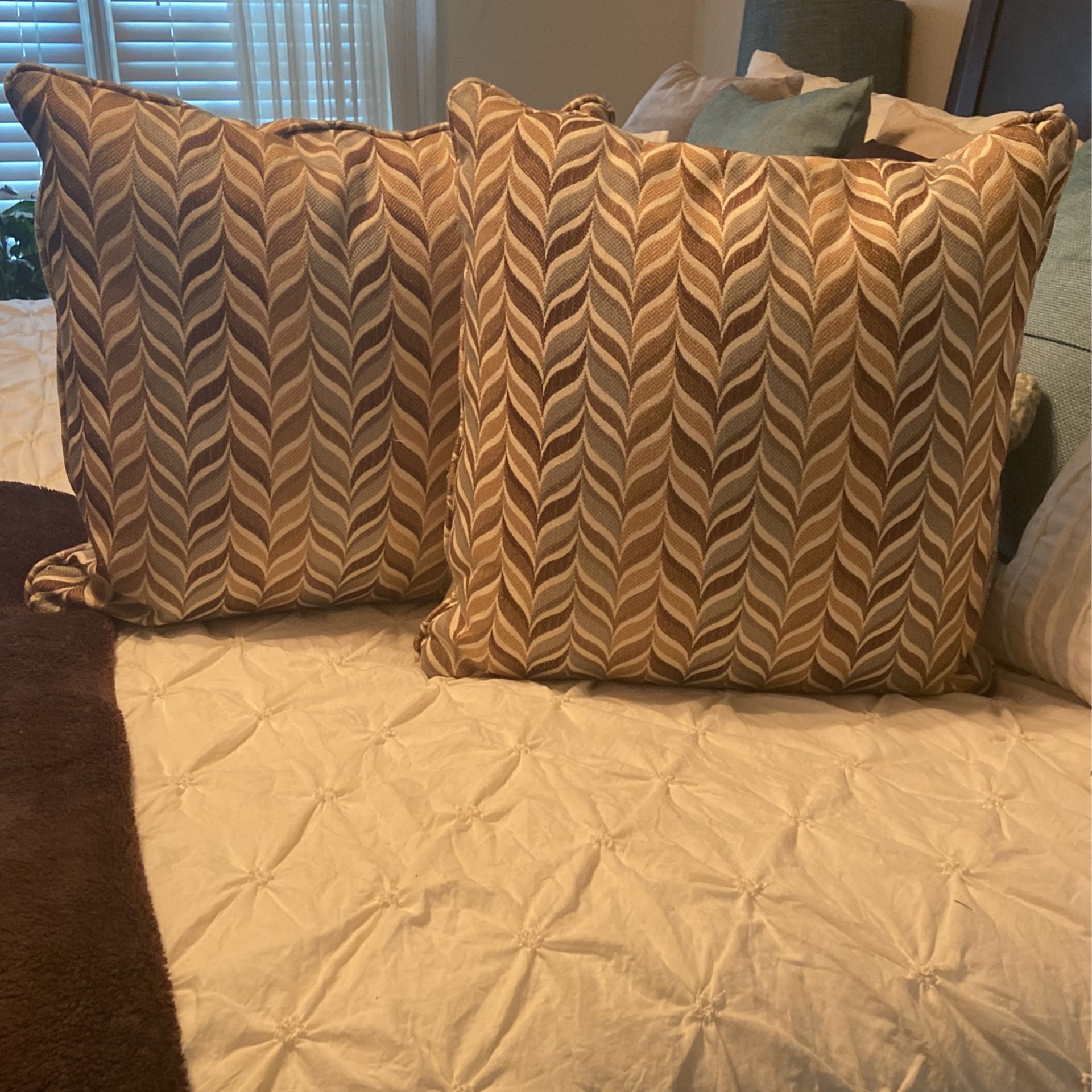 Tan, Brown, Green ,Cream Decorative Pillows