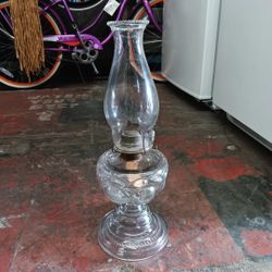 Vintage Large Clear Glass Kerosene Oil Lamp