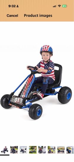 Costzon Pedal Go Kart, 4 Wheel Ride on Toy Pedal Car with Adjustable Seat, Forward/Backward & Handbrake, Outdoor Bicycle Go Cart with Wear-Resistant W