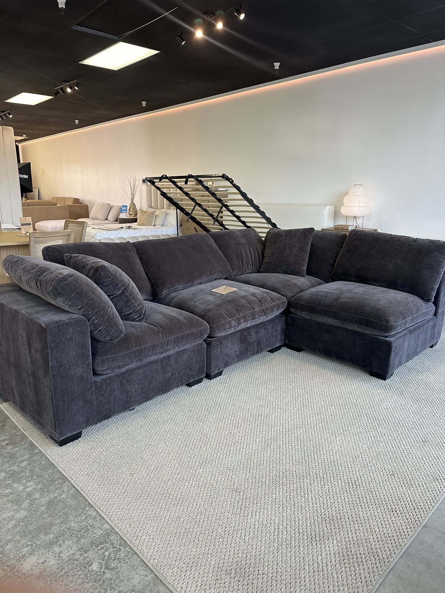 NEW Modular Cloud Sofa Sectional With Ottoman Chaise in Chocolate Brown — FREE Delivery