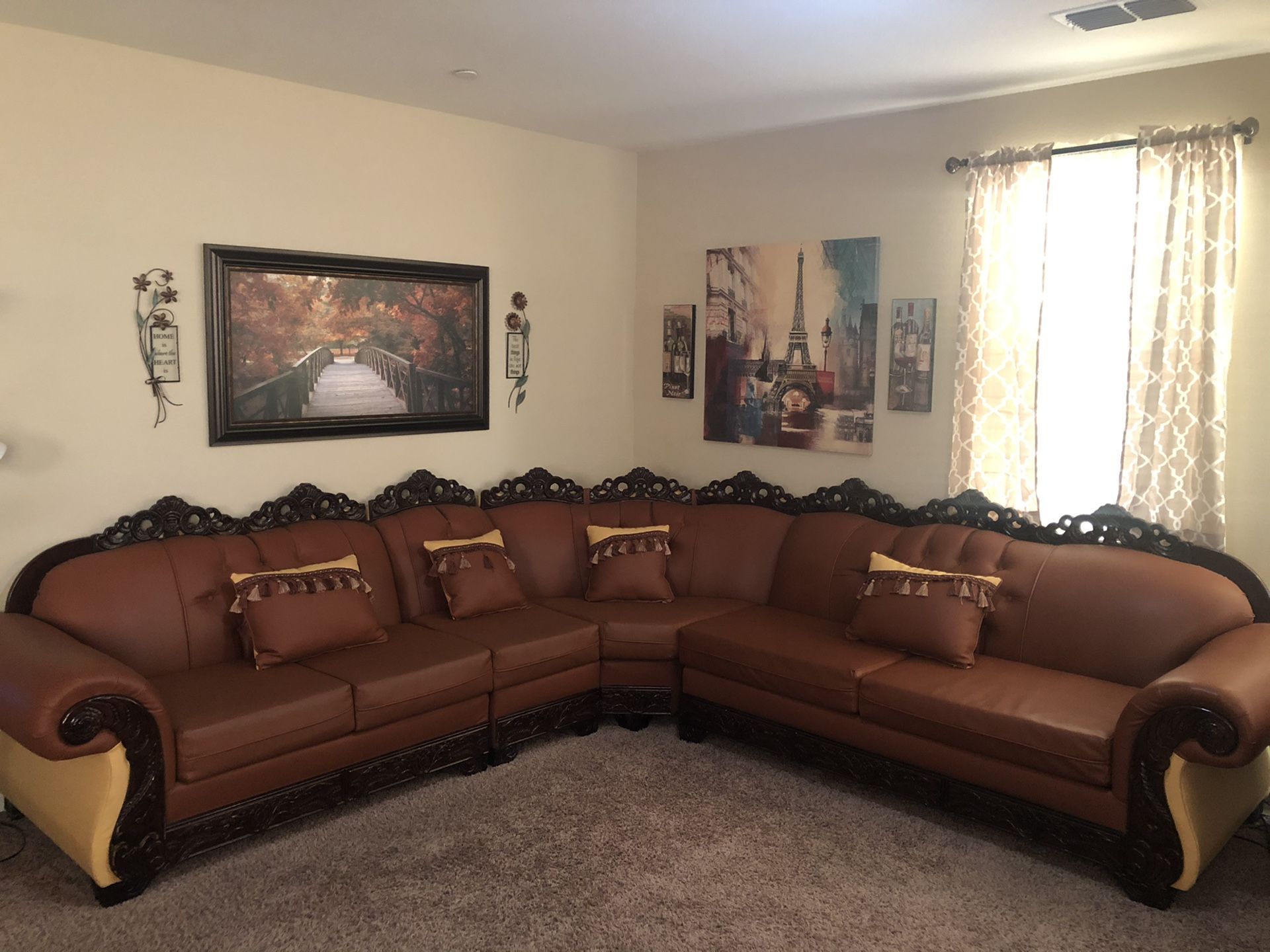 Beautiful faux leather sofa set with couch