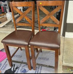 Set of 2 Wood Dining Chairs with Cushioned Seats