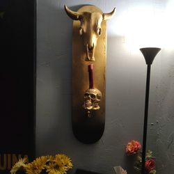 Gold And Black Skate Board Candle Holder