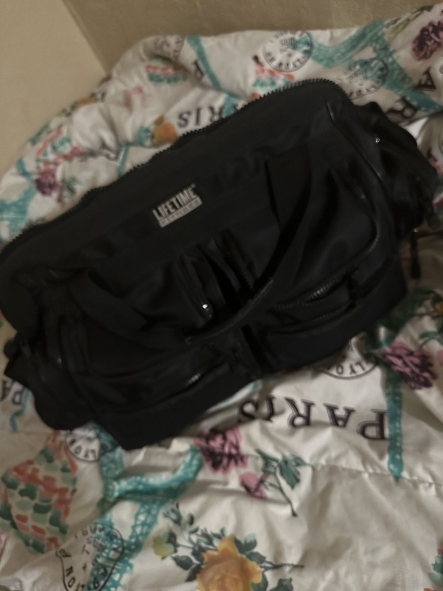 Lifetime Fitness Founders Membership Black Duffel Bag Gym Bag with Zippers