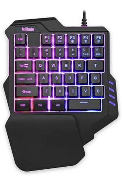 One Handed Gaming Keyboard RGB Backlit 35 Keys Portable Mini Gaming Keypad Ergonomic Game Controller for PC Gamer