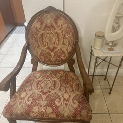 Beautiful Damask Tapestry Wooden Arm Chair