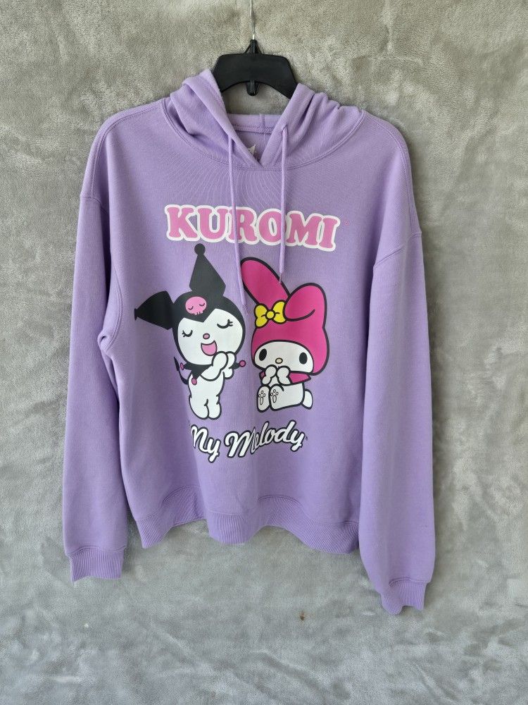 Hello Kitty My Melody and Kuromi Hoodie Sweatshirt Kids XL Purple Rose NWT