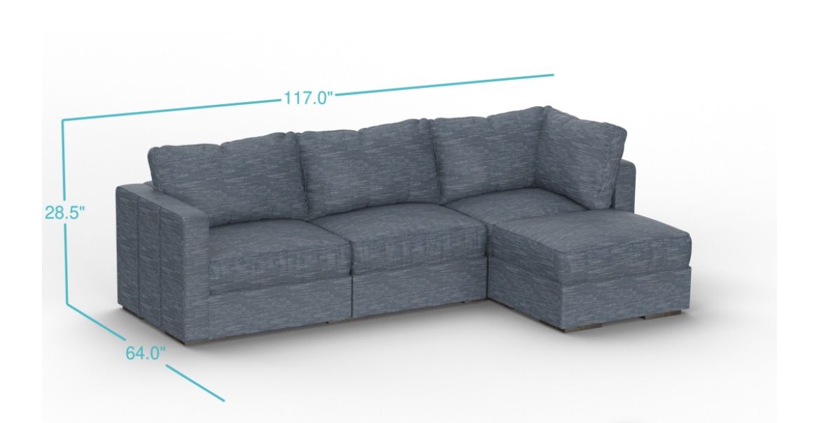 Lovesac Sactional Couch Vintage Blue Rained Chenille 1700 OBO for Sale