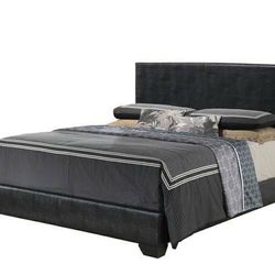Queen black leatherette bed on sale