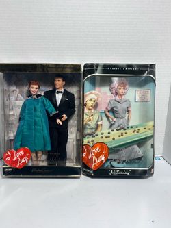 Vintage 1998 I love Lucy Barbie dolls