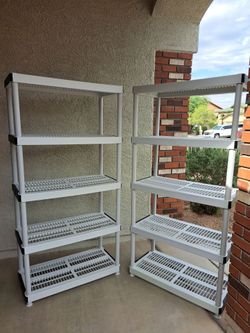 Plastic garage shelves