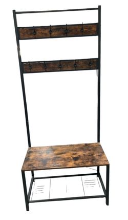 Rustic Industrial Hall Tree W/ Bench and Hooks