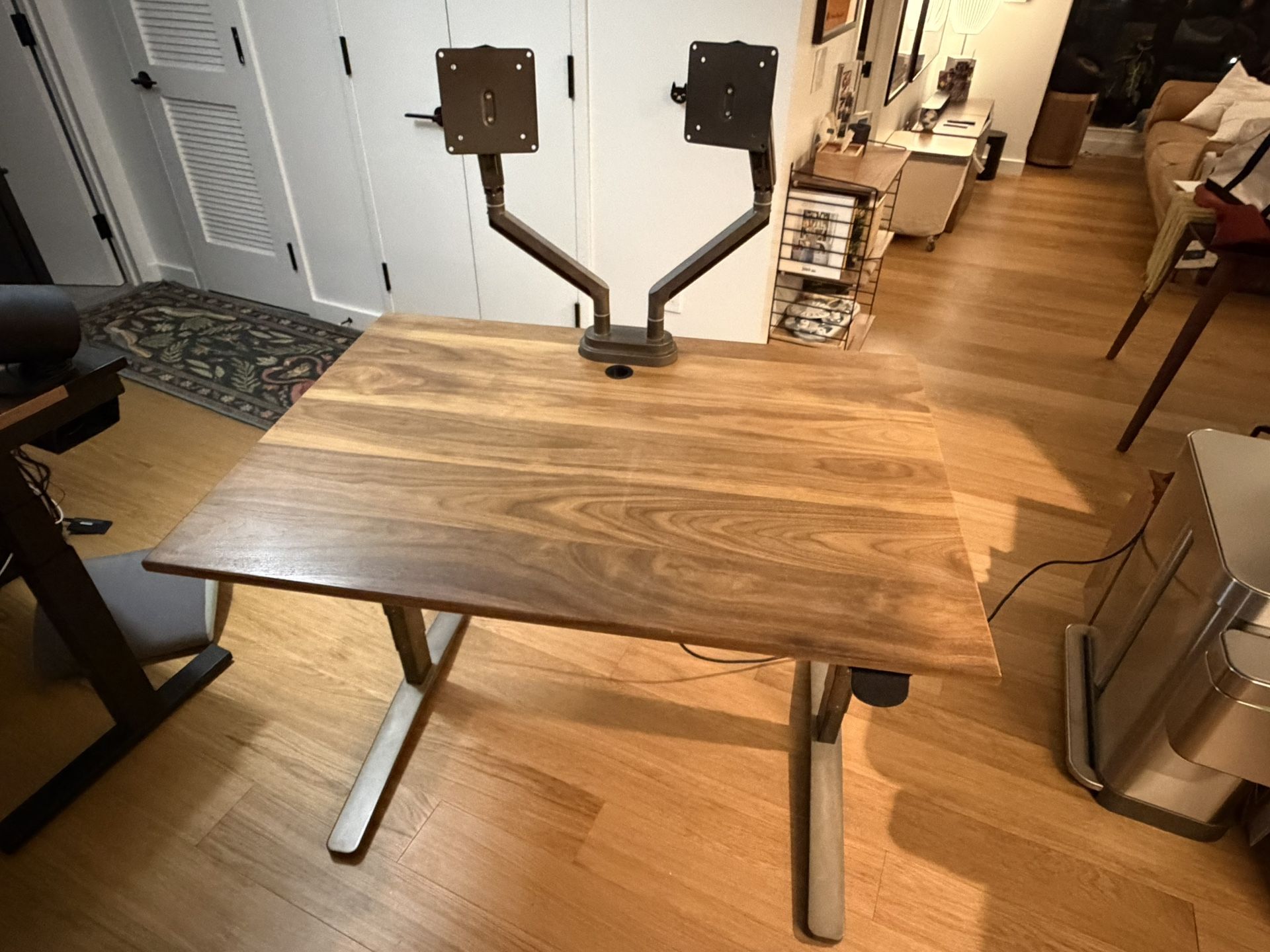 Premium Uplift Standing Desk - Solid Walnut Top + Dual Monitor Arms