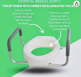 Raised toilet seat with handles
