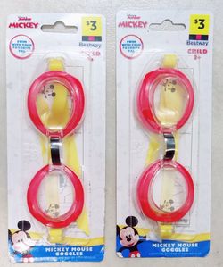 X9 Pairs Mickey And Minnie Mouse Swim Goggles Child Age 3+ Impact Resistant Lenses UV Protection