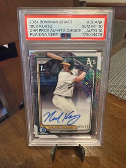 2024 Bowman Draft Nick Kurtz 1st Bowman HTA Choice Auto, #CPA-NK, 089/150 — PSA 10 / Auto 10