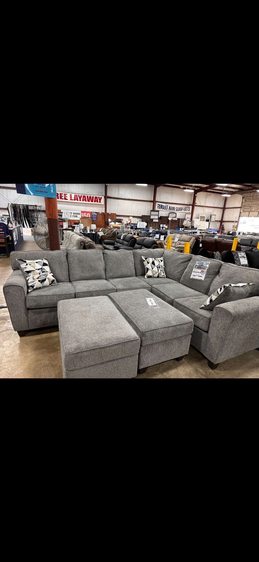 Couch With One Ottoman and Throw Pillow Set 🔥