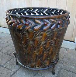 NEW Decorative Brown Metal Planter Pot by Three Hands Corp