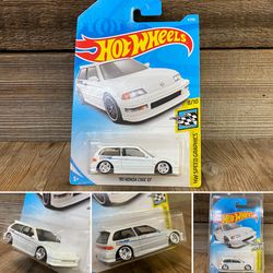 REPACKAGED CUSTOM 1/64 1:64 Honda Civic EF Hatchback (Lowered + camber with upgraded premium 5-star chrome wheels)