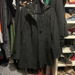 Womens Black Coat With Removable Hood