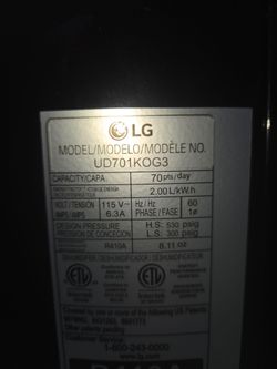 LG 70-Pint Dehumidifier UD701KOG3