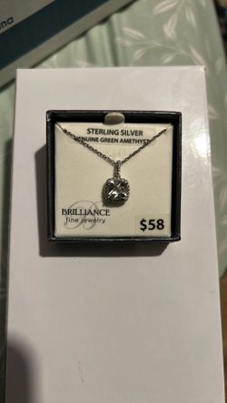 STERLING SILVER BRILLIANCE FINE JEWELRY TREATED GREEN AMETHYST PENDANT