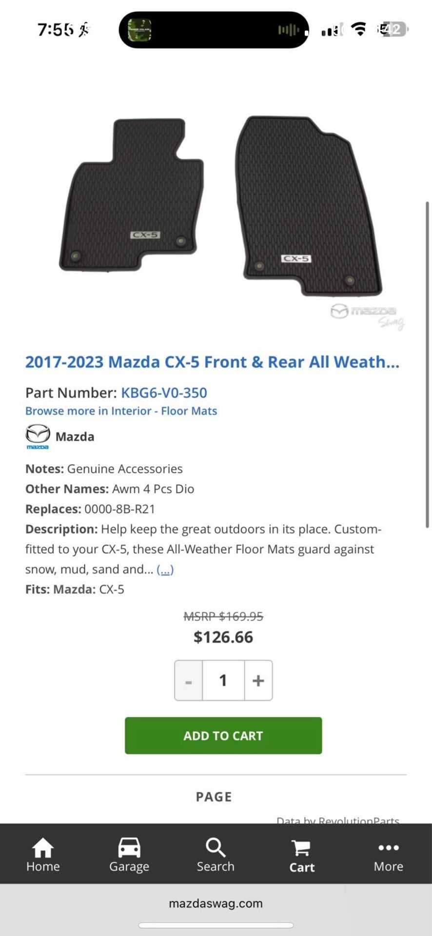 Mazda CX5 2023 - Interior Premium Mats Original