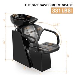 Pro Barber Backwash Unit Ceramic Shampoo Bowl Washing Sink Beauty Salon Station