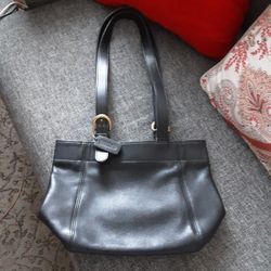 Vintage Black Leather Coach Handbag
