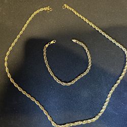 Gold Chain 14k(585) 25 Grams Neck Chains 21 1/2” And Wrist Chain 7 1/2” 