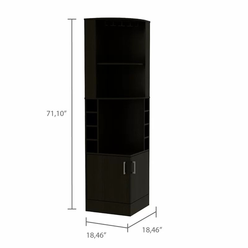 Space Efficient Corner Bar Cabinet with 2-Doors