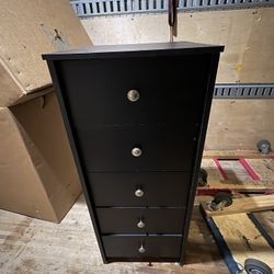 🖤 Black 5-Drawer Tall Chest / Storage Tower