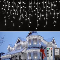 Brightown Christmas Icicle Lights Outdoor, 40 Feet 81 Drops with 432 LED, 8 Modes Waterproof Connectable Twinkle Fairy String Light for Christmas Than