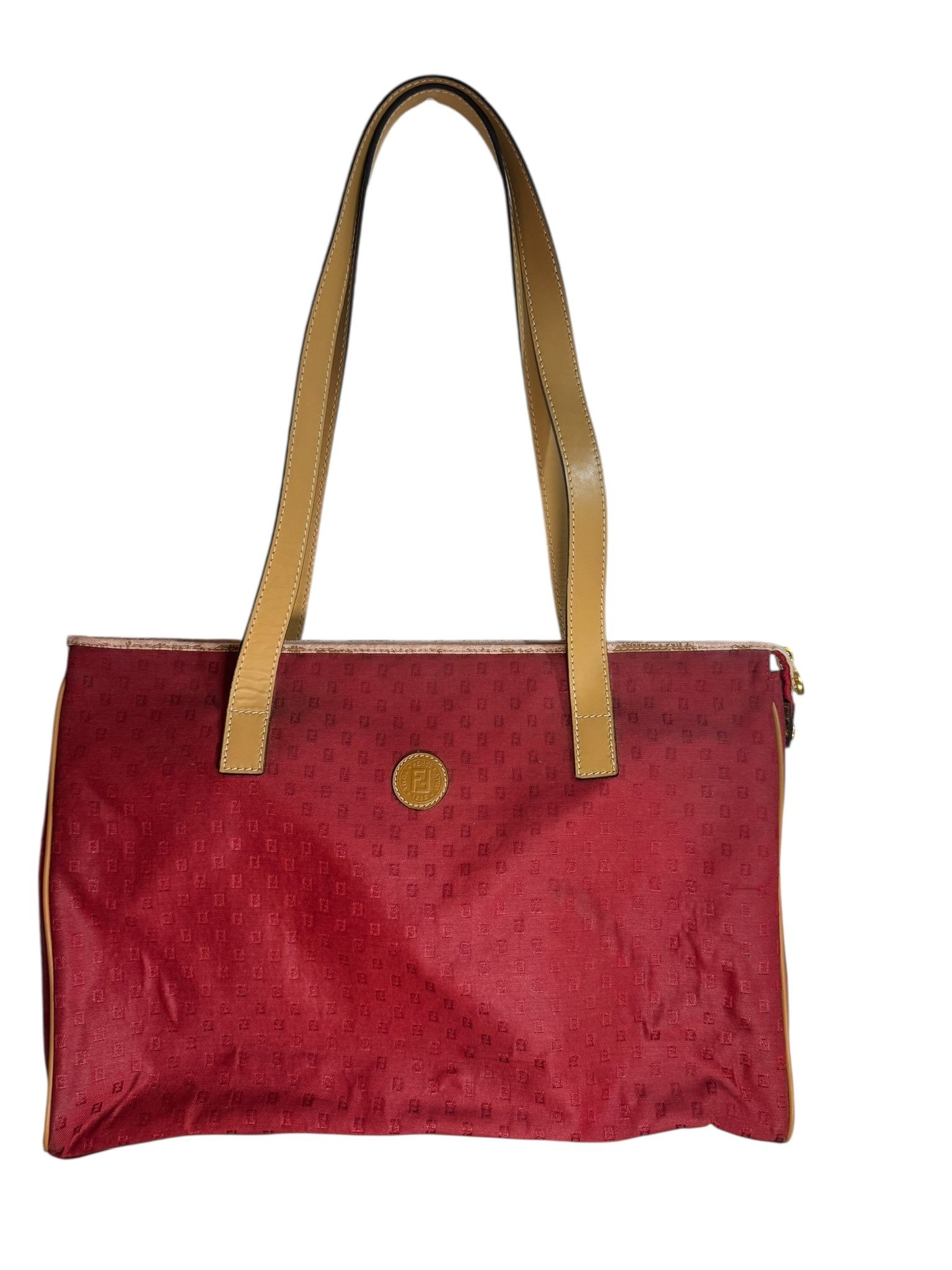 VTG Fendi Red FF Monogram Nylon Tote Bag Italy – Wear to Trim – Rare Logo Zip