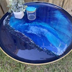 Medium Side Table Pier One Epoxy 18 Tall 25 Diameter 