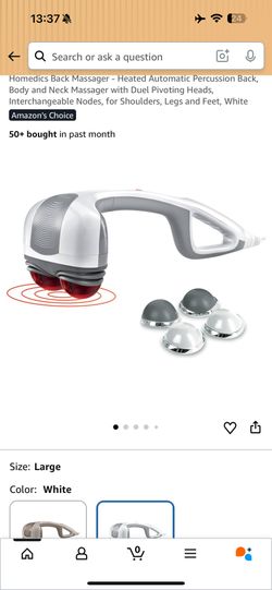 Homedics Back Massager - Heated Automatic Percussion Back, Body and Neck Massager with Duel Pivoting Heads, Interchangeable Nodes, for Shoulders, Legs