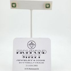 14k gold diamond & emerald earrings