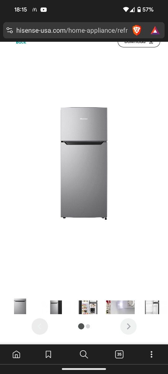 Hisense 4.4 Cu Ft. Double Door Apartment Refrigerator.