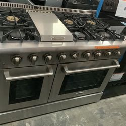 New Thor Kichen 48 In 6.7 Cu Ft Double Oven Gas Range With Convection In Stainless Steel